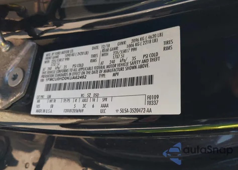 2019 Ford Escape Sel z USA, uszkodzony, nr VIN 1FMCU0HD0KUA62482